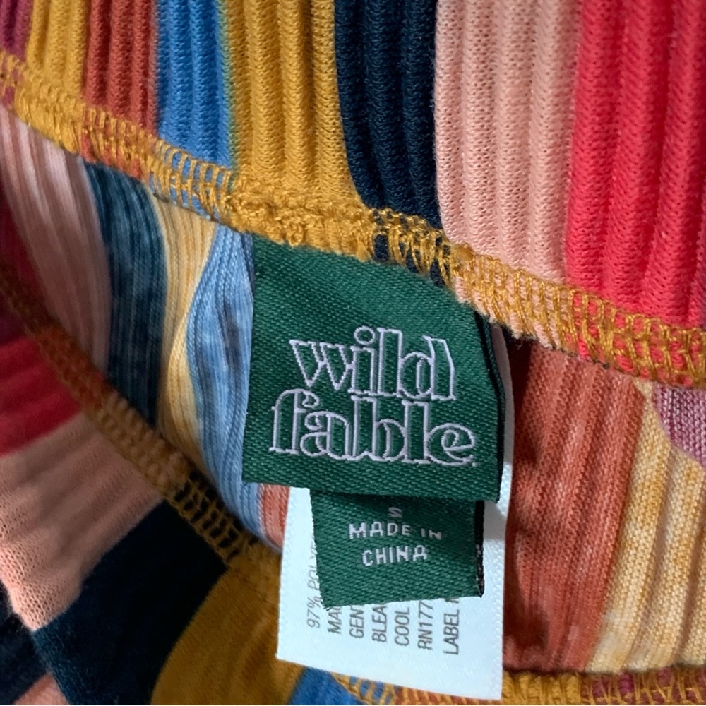 Wild Fable Pleated Striped Multicolor Midi Skirt - Picture 5 of 6